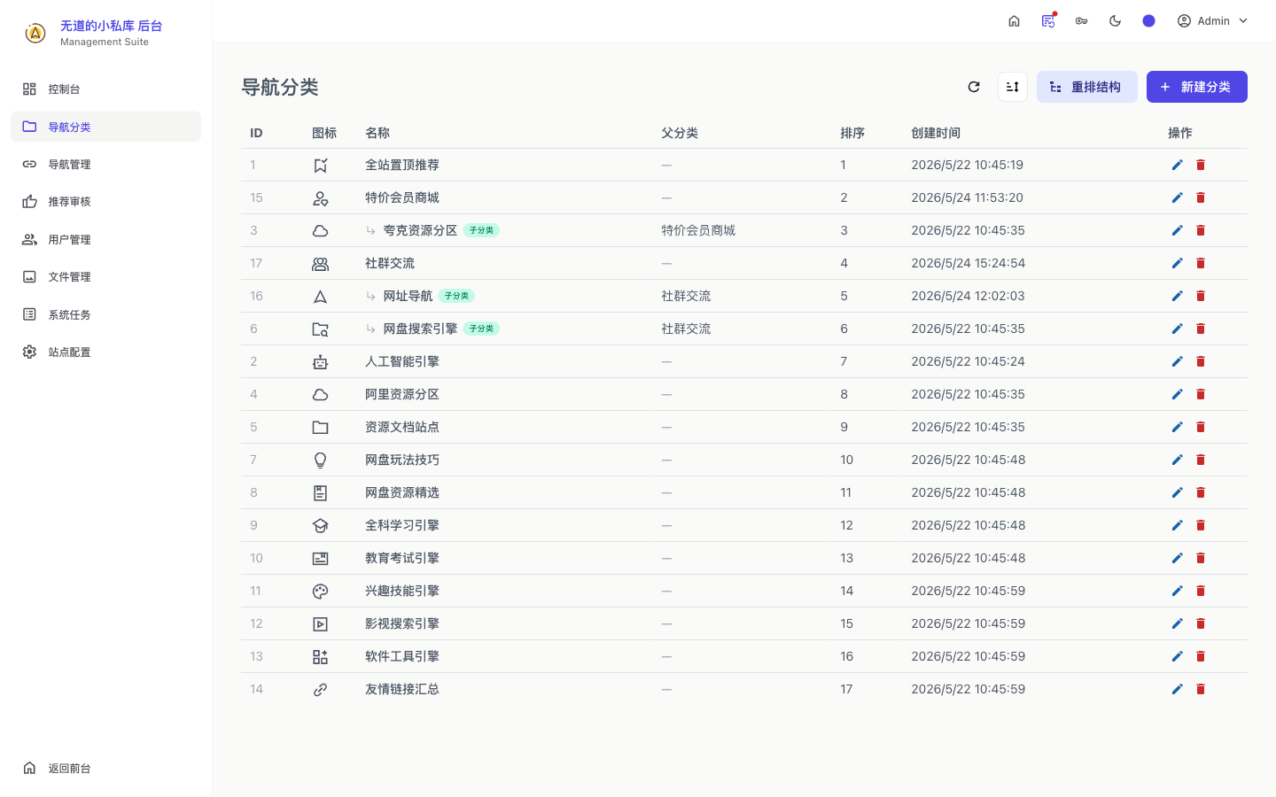 Go-Nav 导航分类管理
